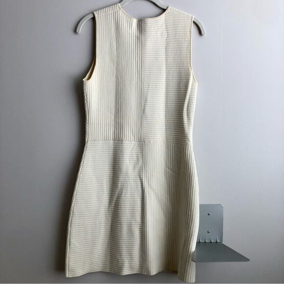 THEORY Irelia Geometic-Knit Sleeveless Ivory White Dress Women's Size M - Picture 10 of 11